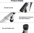 Lightweight, multi-functional, foldable aluminum telescopic ladder with two triangular stabilizers; maximum load capacity 330 lbs.