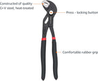 Basics 3-Piece Quick Release Groove Joint Pliers Set,Drop Forged Chrome Vanadium Steel with Comfortable Rubber Grip,Adjustable,7-inch,10-inch,and 12-inch,Black,(Pack of 12)