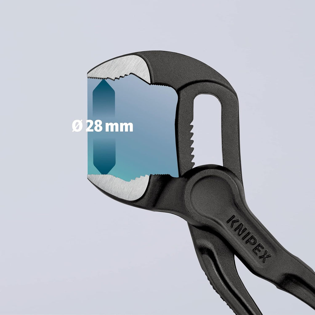 KNIPEX Cobra XS Mini Water Pump Pliers. 100 mm. Nuts to 24 mm. Pipes to 28 mm. Self-Locking. Fine Adjustment by Button Push. Edc. 87 00 100