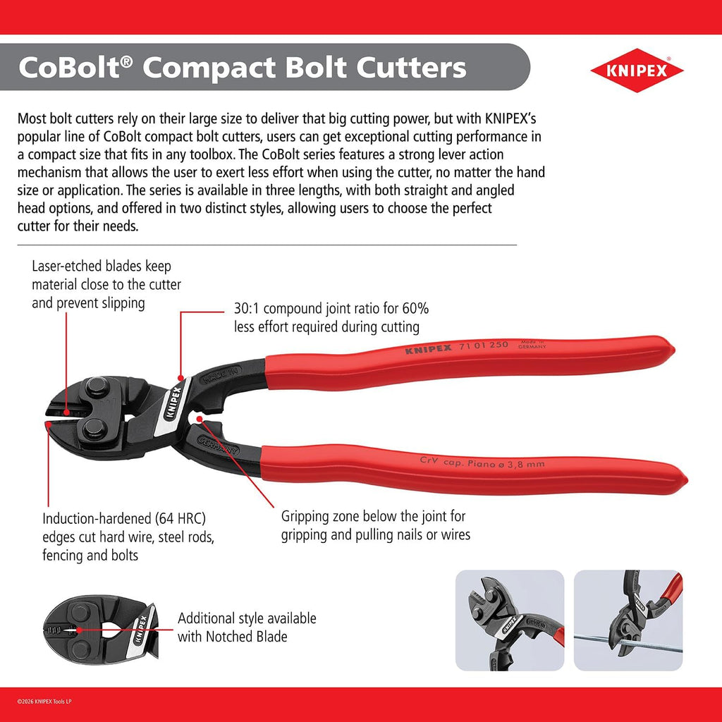 KNIPEX - 71 01 200 Tools - CoBolt Compact Bolt Cutter (7101200). 8-Inch