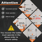 Lightweight aluminum telescopic ladder with 2 triangular stabilizers, maximum load capacity 330 lbs.