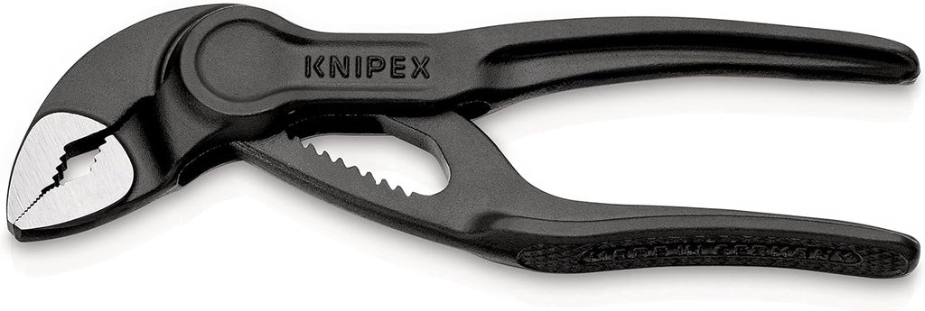 KNIPEX Cobra XS Mini Water Pump Pliers. 100 mm. Nuts to 24 mm. Pipes to 28 mm. Self-Locking. Fine Adjustment by Button Push. Edc. 87 00 100