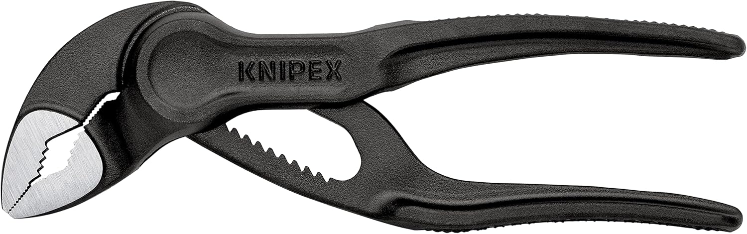 KNIPEX Cobra XS Mini Water Pump Pliers. 100 mm. Nuts to 24 mm. Pipes to 28 mm. Self-Locking. Fine Adjustment by Button Push. Edc. 87 00 100