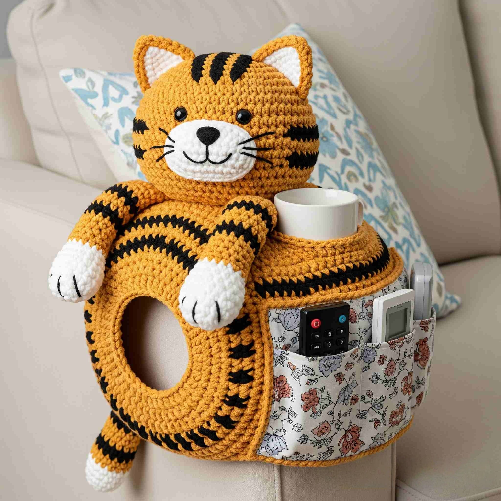 Crochet (Cat Dog Rabbit) Sofa Organizer | Perfect for Holding Remotes & Drinks