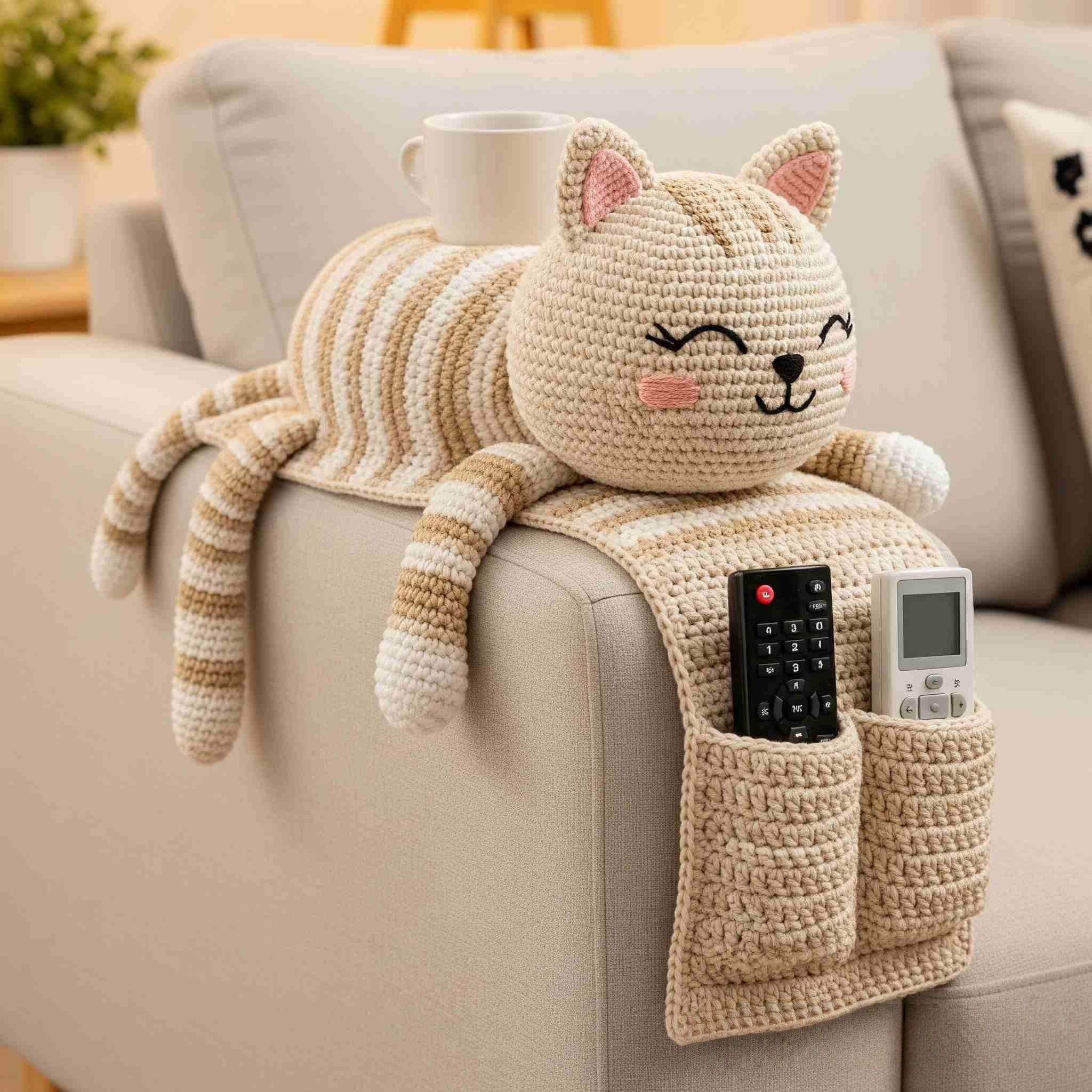 Crochet (Cat Dog Rabbit) Sofa Organizer | Perfect for Holding Remotes & Drinks
