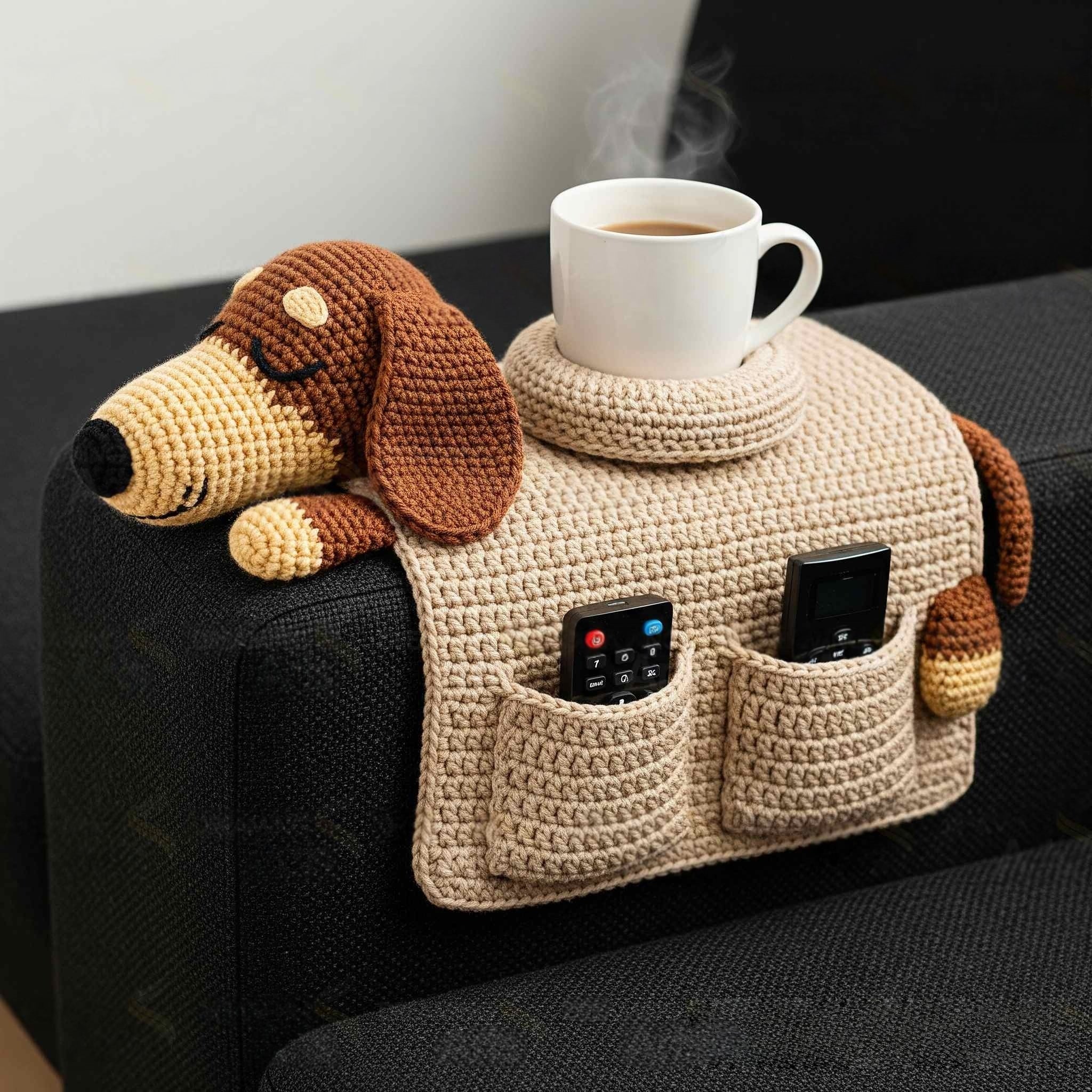 Crochet (Cat Dog Rabbit) Sofa Organizer | Perfect for Holding Remotes & Drinks